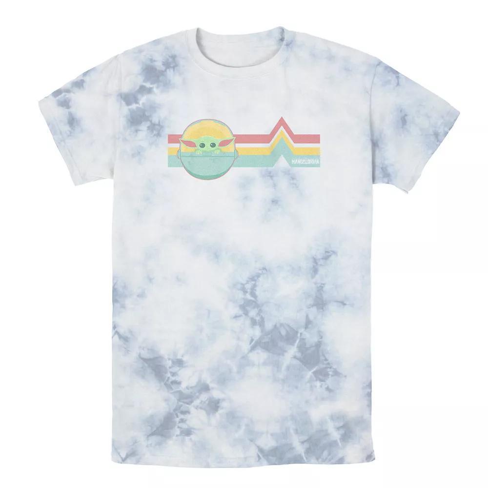 Men's Star Wars The Mandalorian The Child Rainbow Chest Lines Tee, Boy's, Size: Large, White Blue Product Image