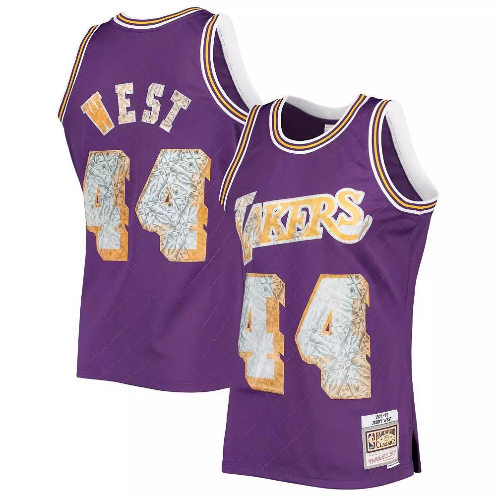 Men's Mitchell & Ness Jerry West Purple Los Angeles Lakers 1996-97 Hardwood Classics NBA 75th Anniversary Diamond Swingman Jersey, Size: Medium Product Image