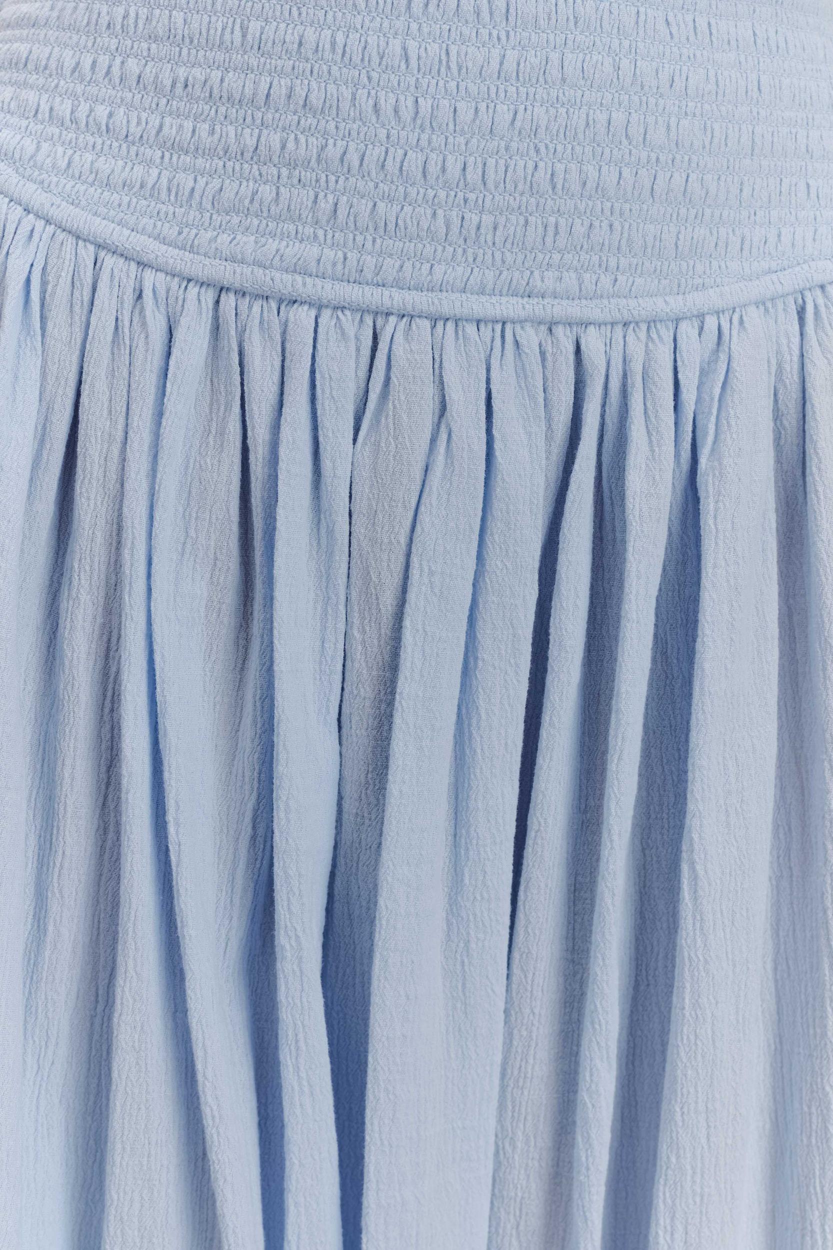 Maureen Cotton Shirring Maxi Dress - Powder Blue Product Image