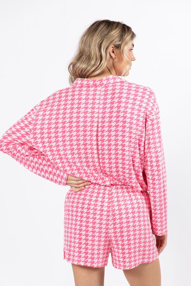 On A Cloud In Pink Houndstooth Pajama Set FINAL SALE Product Image