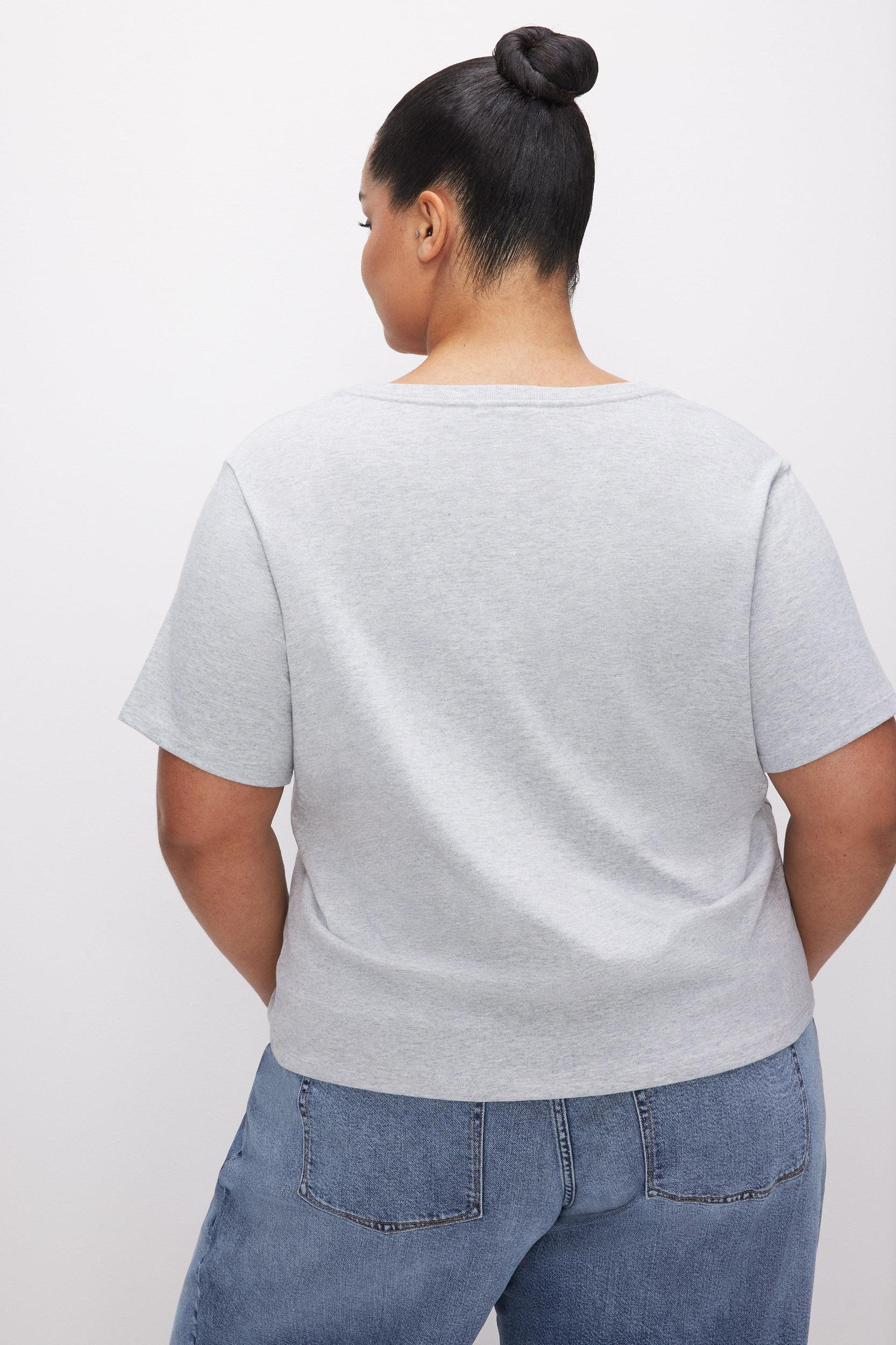 COTTON CLASSIC V-NECK TEE | HEATHER GREY001 Product Image