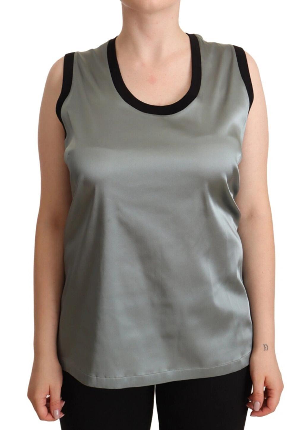 DOLCE & GABBANA Silver Round Neck Sleeveless Casual Tank Top Product Image