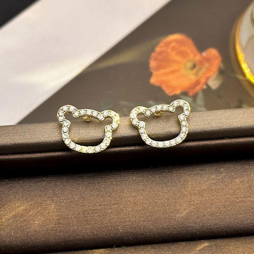 Rhinestone Bear Stud Earring Product Image