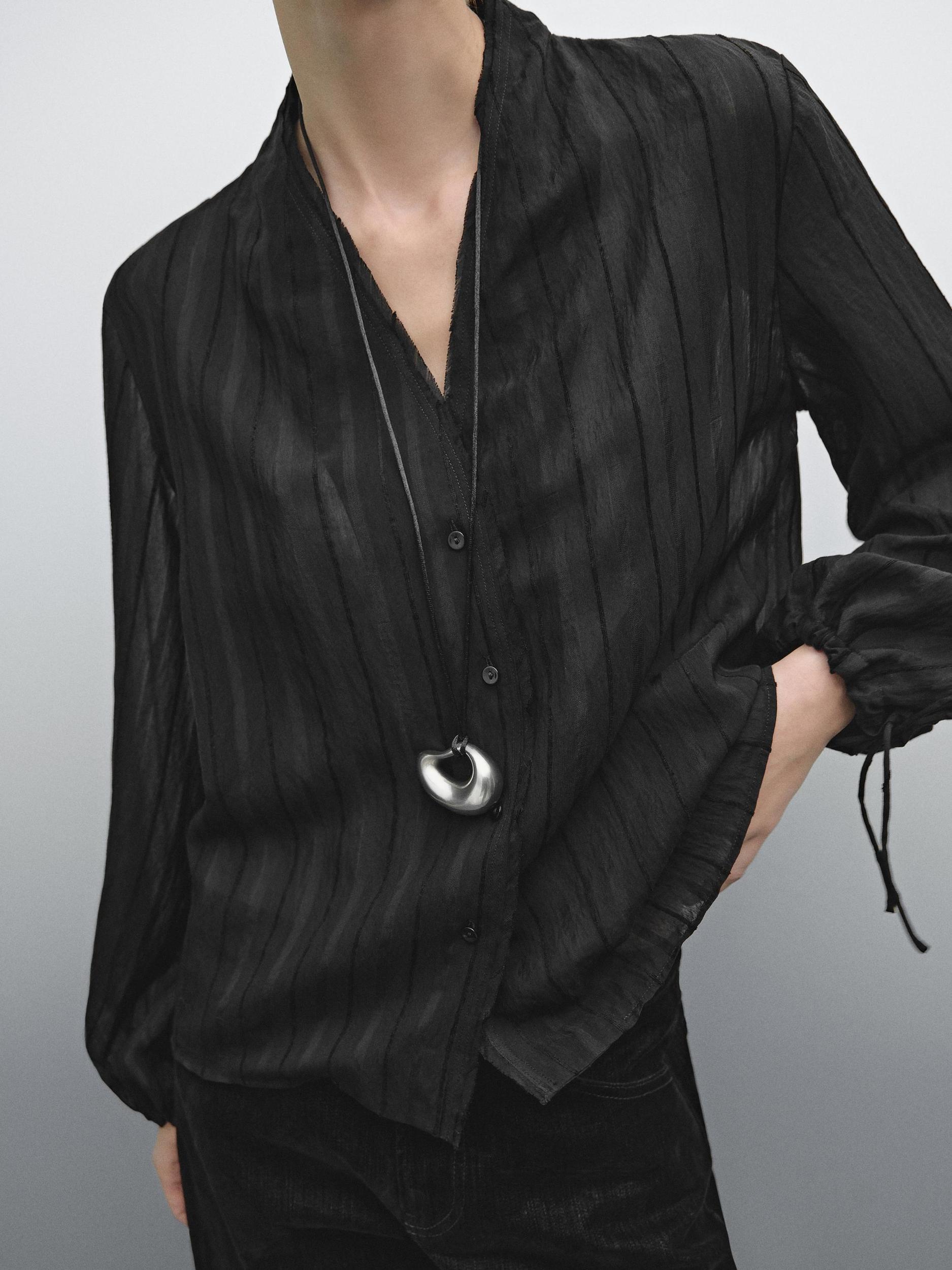 Flowing striped satin shirt Product Image