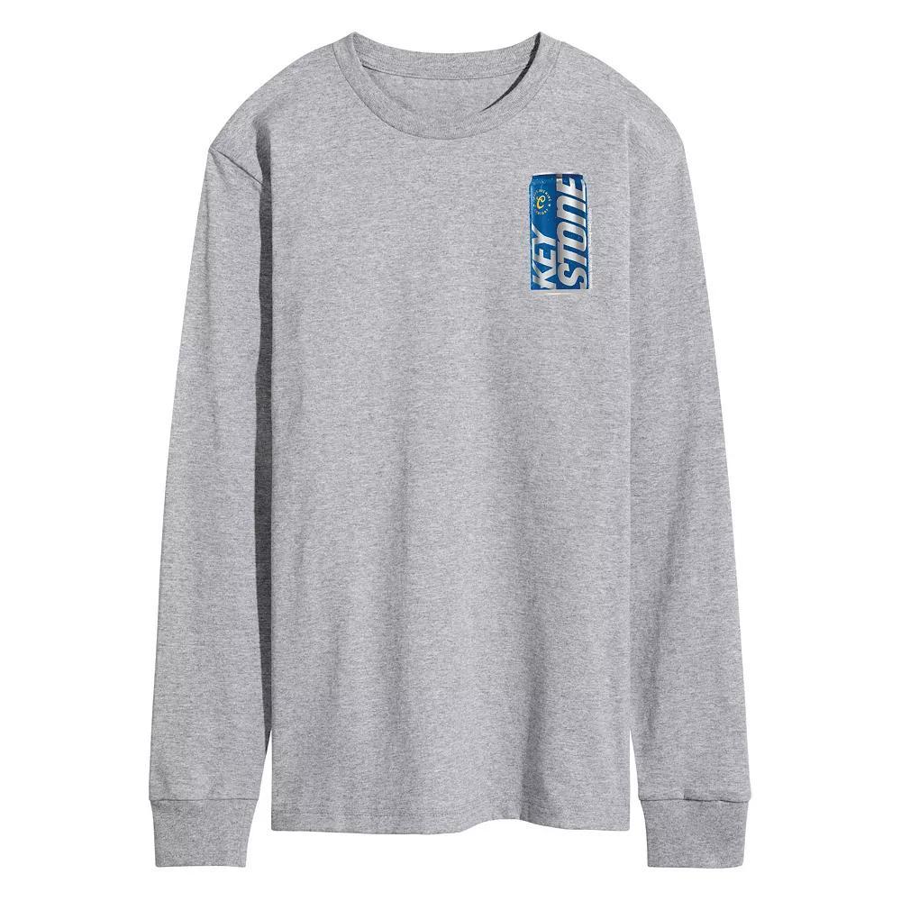 Men's Keystone Light Bottle Can Long Sleeve Graphic Tee, Size: XXL, Grey Gray Product Image