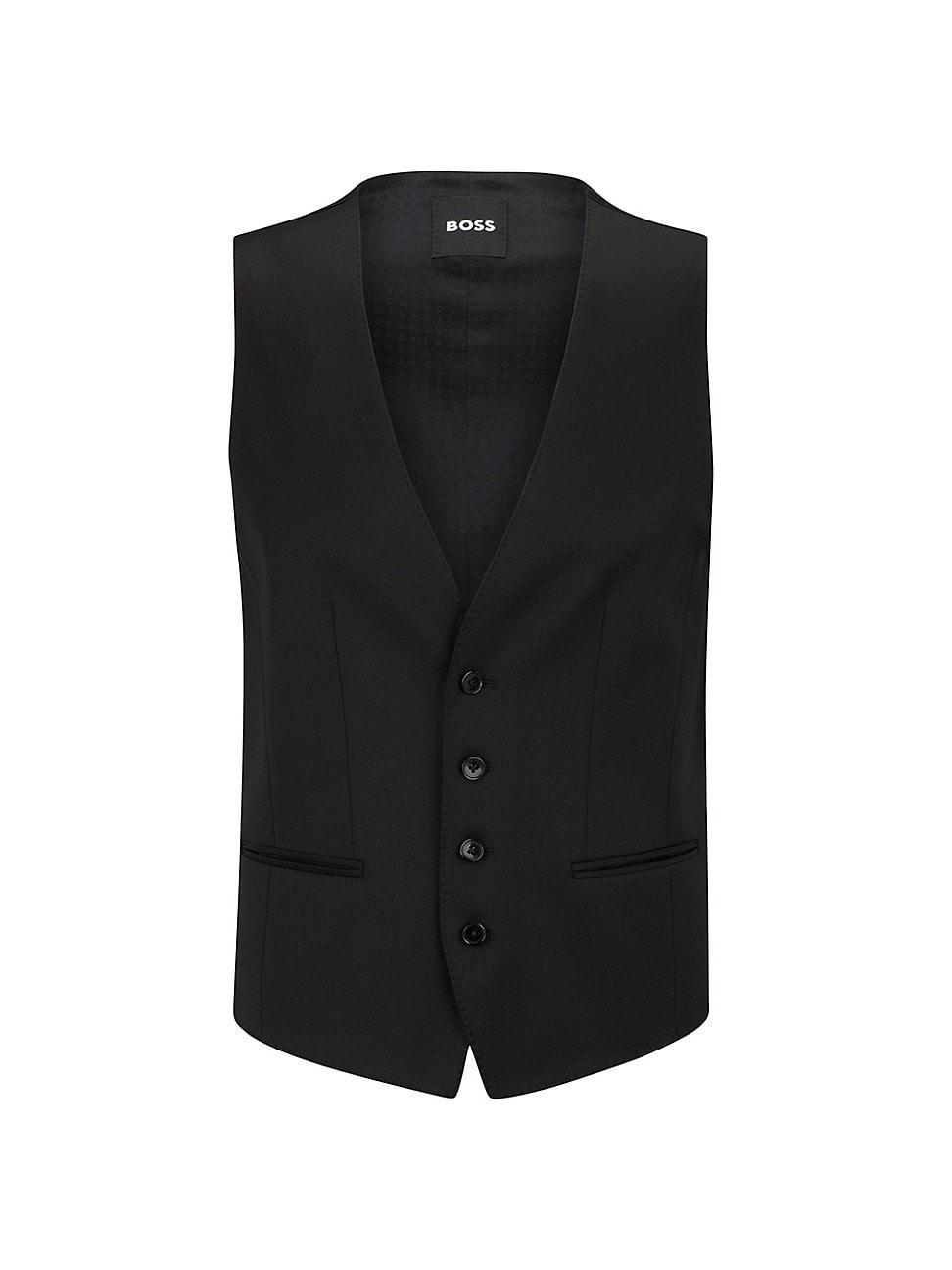 Mens Single-Breasted Waistcoat in Virgin-Wool Serge Product Image