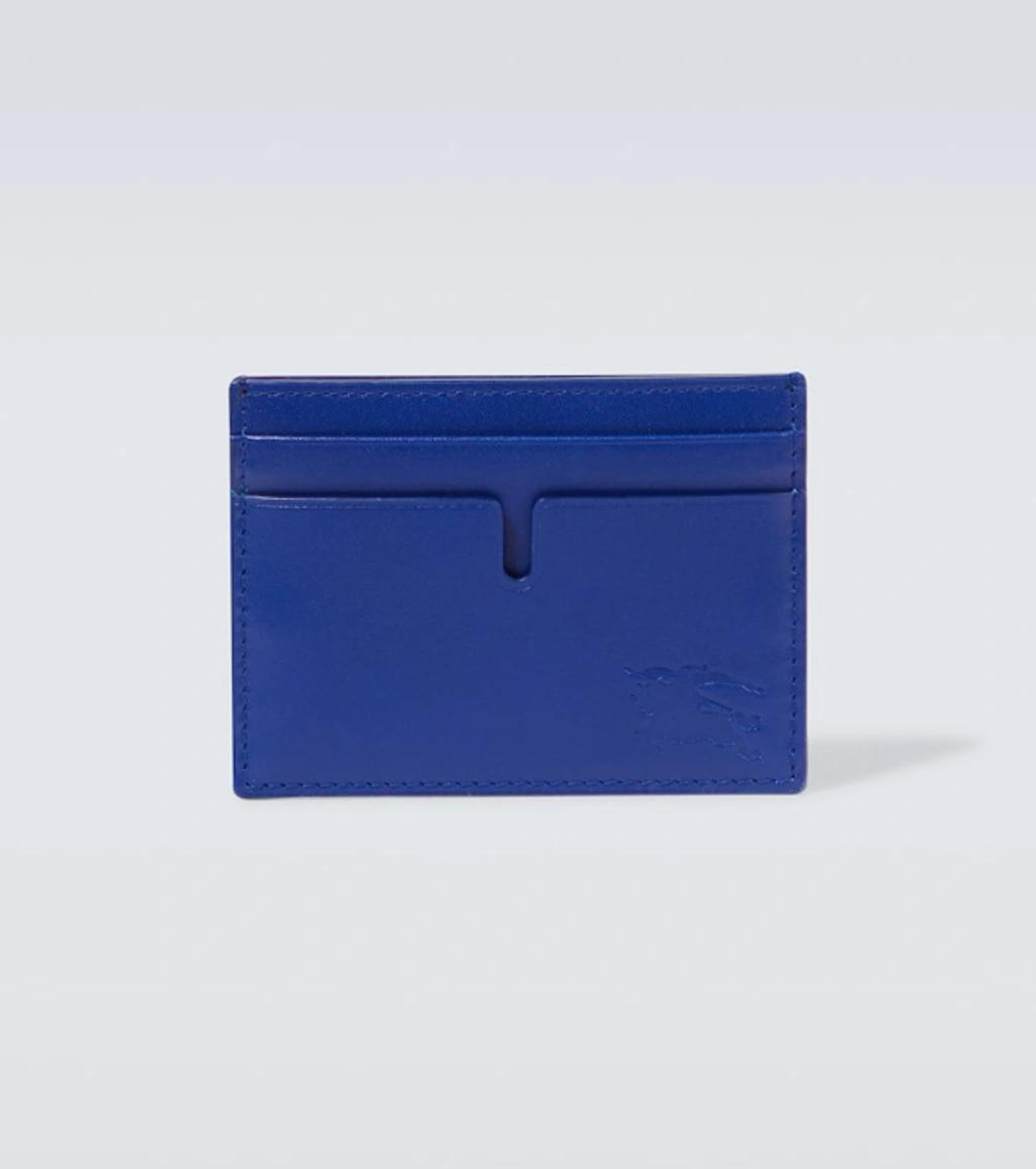 BURBERRY Ekd Leather Card Holder In Blue Product Image