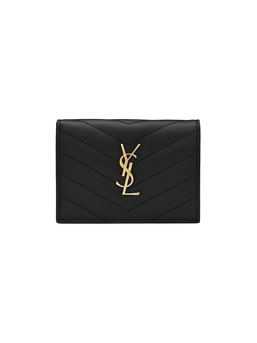 Womens Cassandre Saint Laurent Matelass Flap Card Case in Grain de Poudre Embossed Leather Product Image