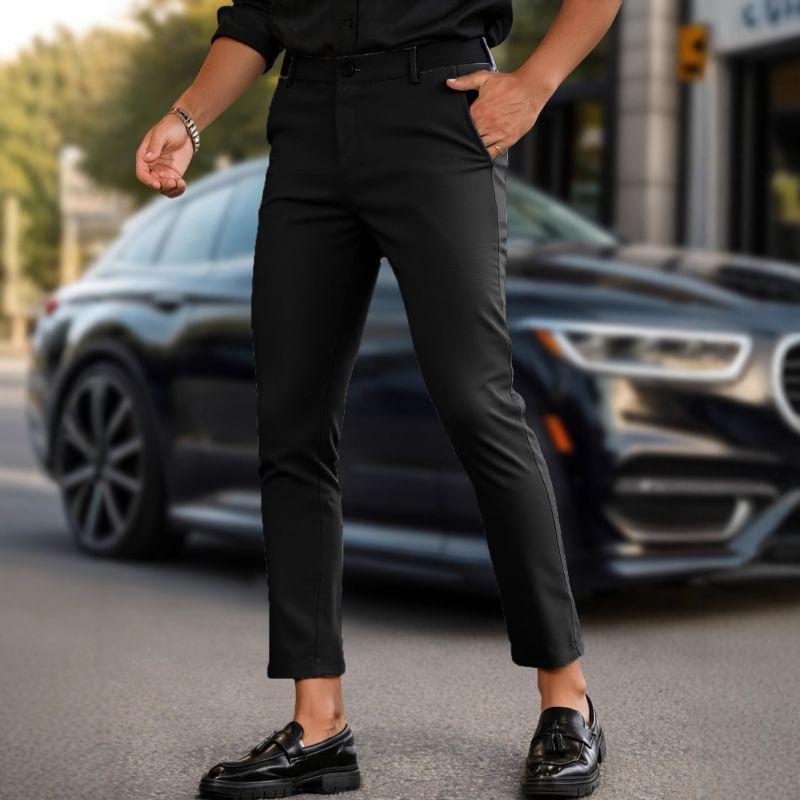 Mid Rise Plain Cropped Slim Fit Pants Product Image