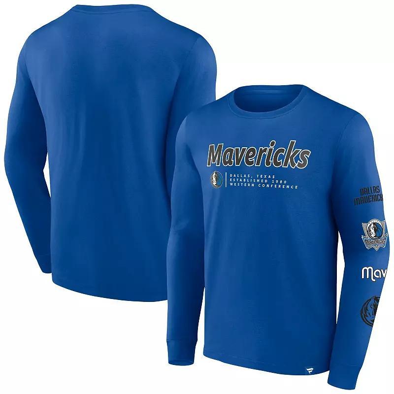 Men's Fanatics Branded Blue Dallas Mavericks Baseline Long Sleeve T-Shirt,  Product Image