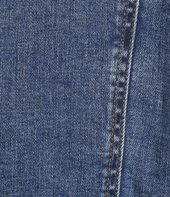 KARL LAGERFELD PARIS Stretch Denim Round Neck Long Sleeve Button Down Jacket Product Image