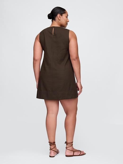 Linen-Blend Mini Shift Dress Product Image