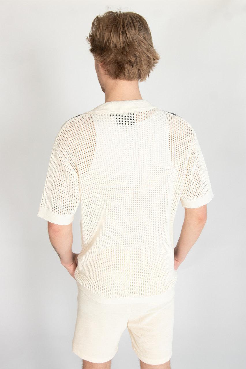 Crochet Bowling Style Button Up Shirt Product Image