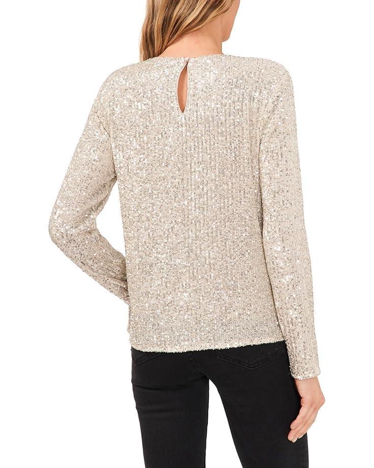 Long Sleeve Sequin Polo Top Product Image