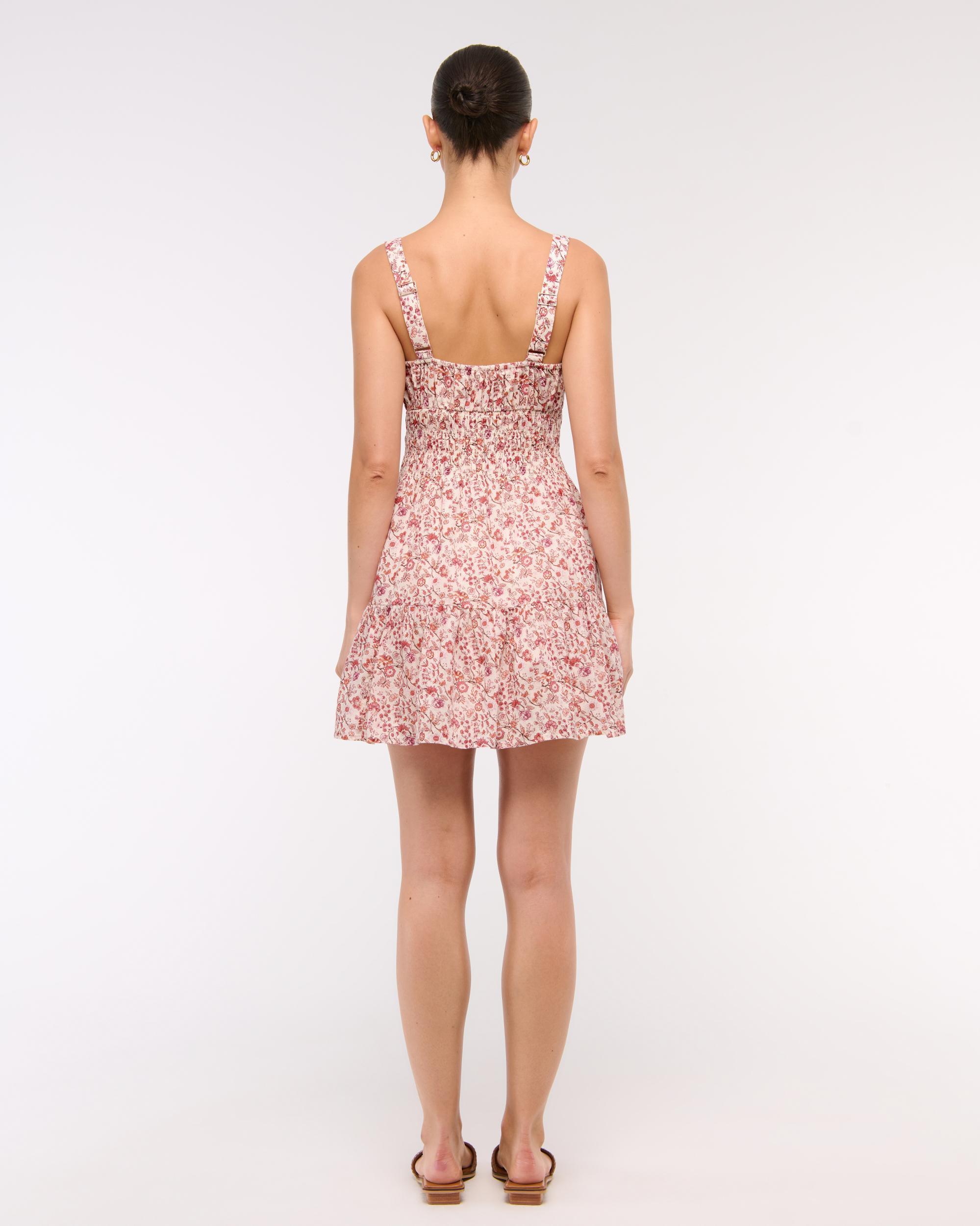 Smocked Tie-Front Mini Dress Product Image