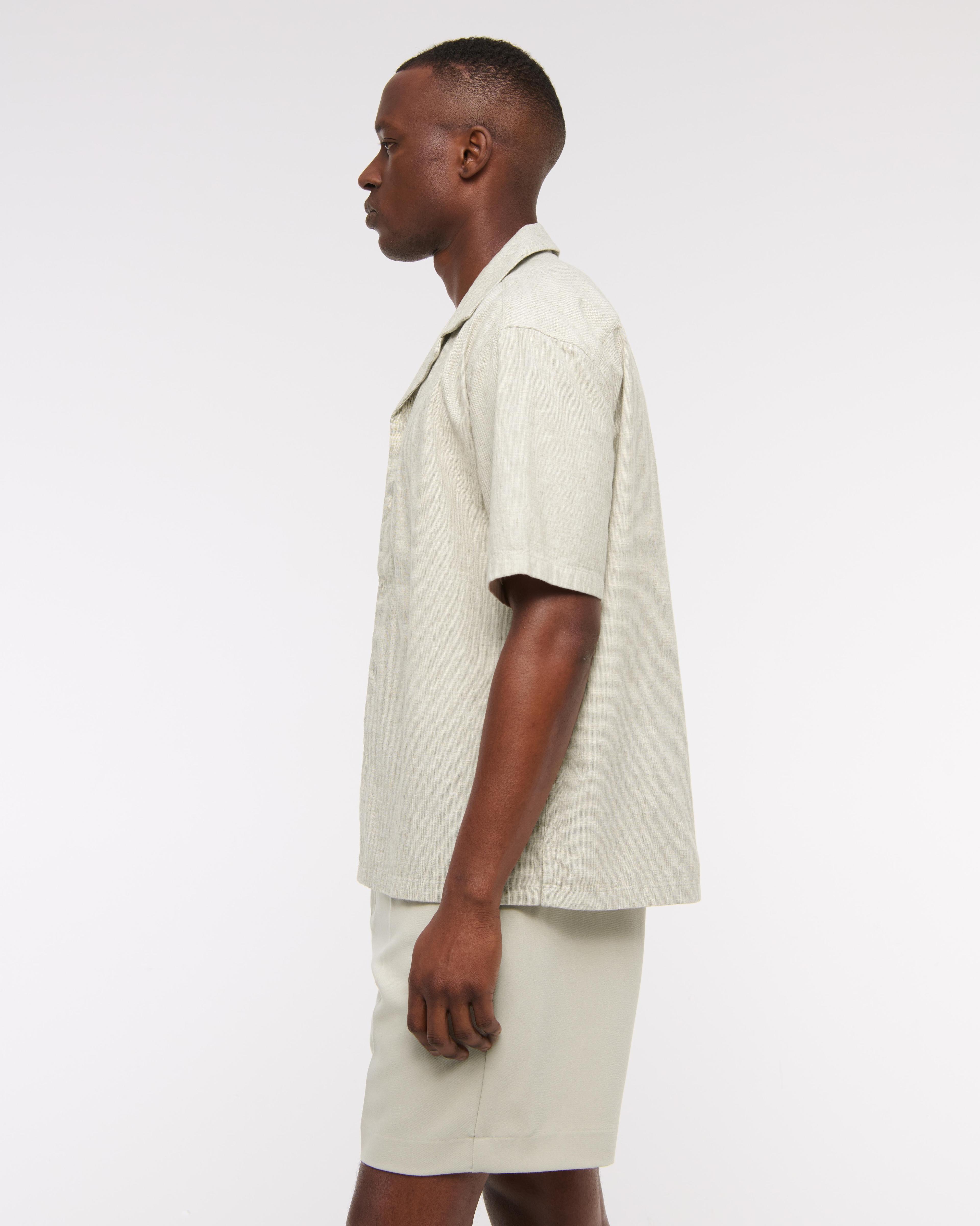 Camp Collar Summer Linen-Blend Shirt Product Image