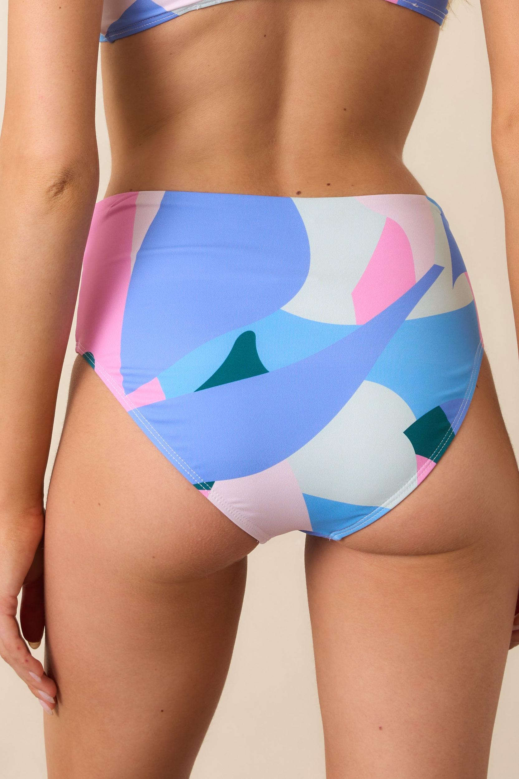 Sunset Sail Pink Multi Abstract Print Bikini Bottom Product Image