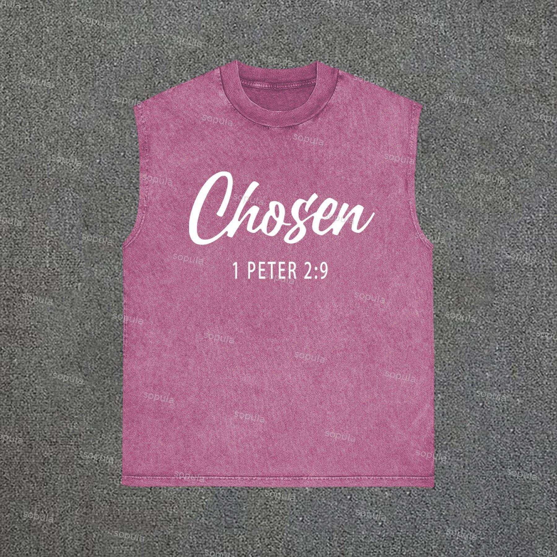 Sopula Casual Chosen Print Acid Washed Sleeveless Sleeveless Tank Top Product Image