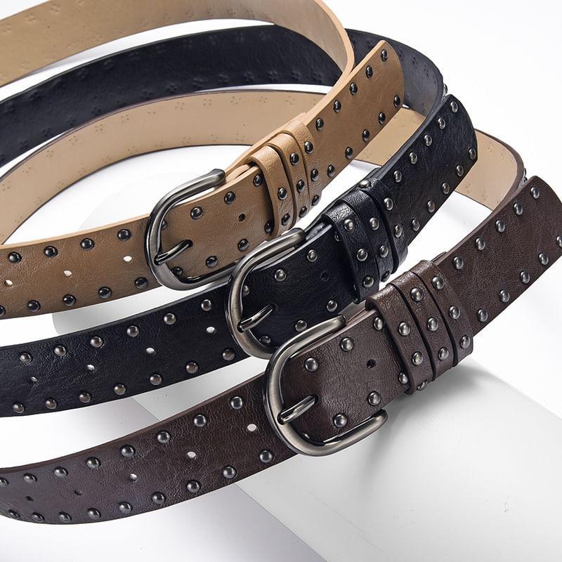 Studded Faux Leather Belt Product Image