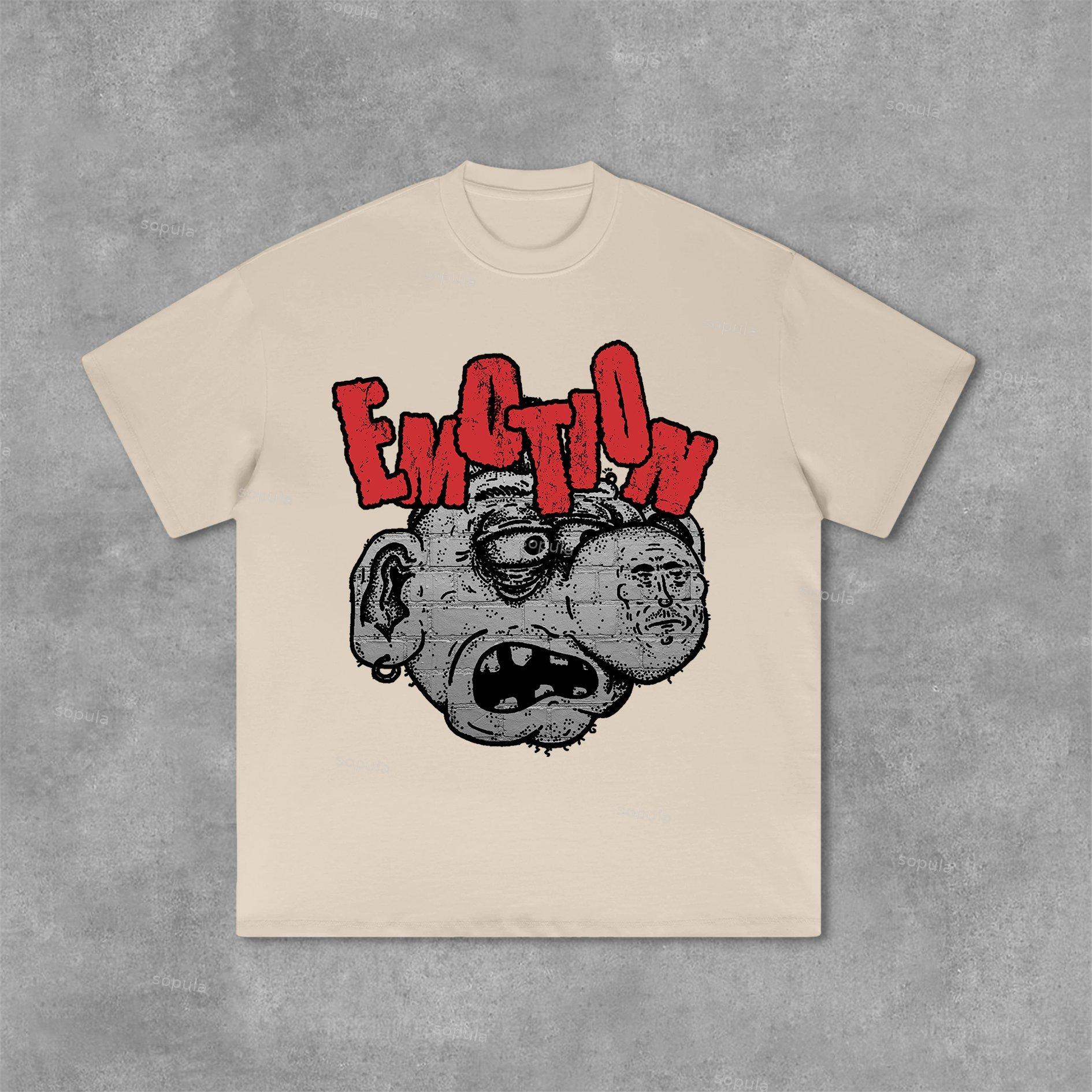 Sopula Vintage Cartoon Monster Graphic Print Cotton T-Shirt Product Image