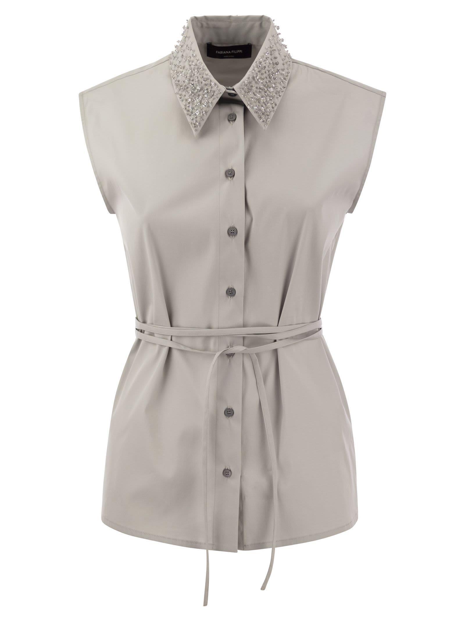 FABIANA FILIPPI Sleeveless Shirt With Belt In Grey Product Image