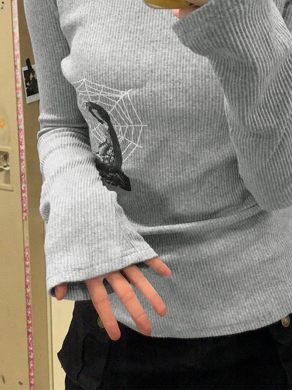 Print Halter Slim Knit Top Product Image