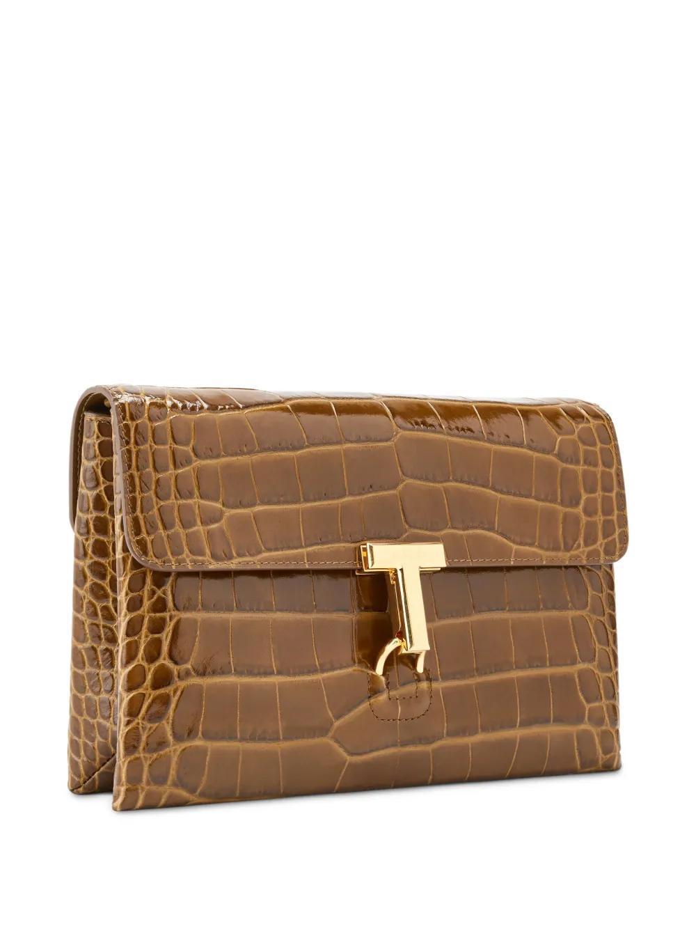 TOM FORD Tara Crocodile-effect Shoulder Bag In Brown Product Image