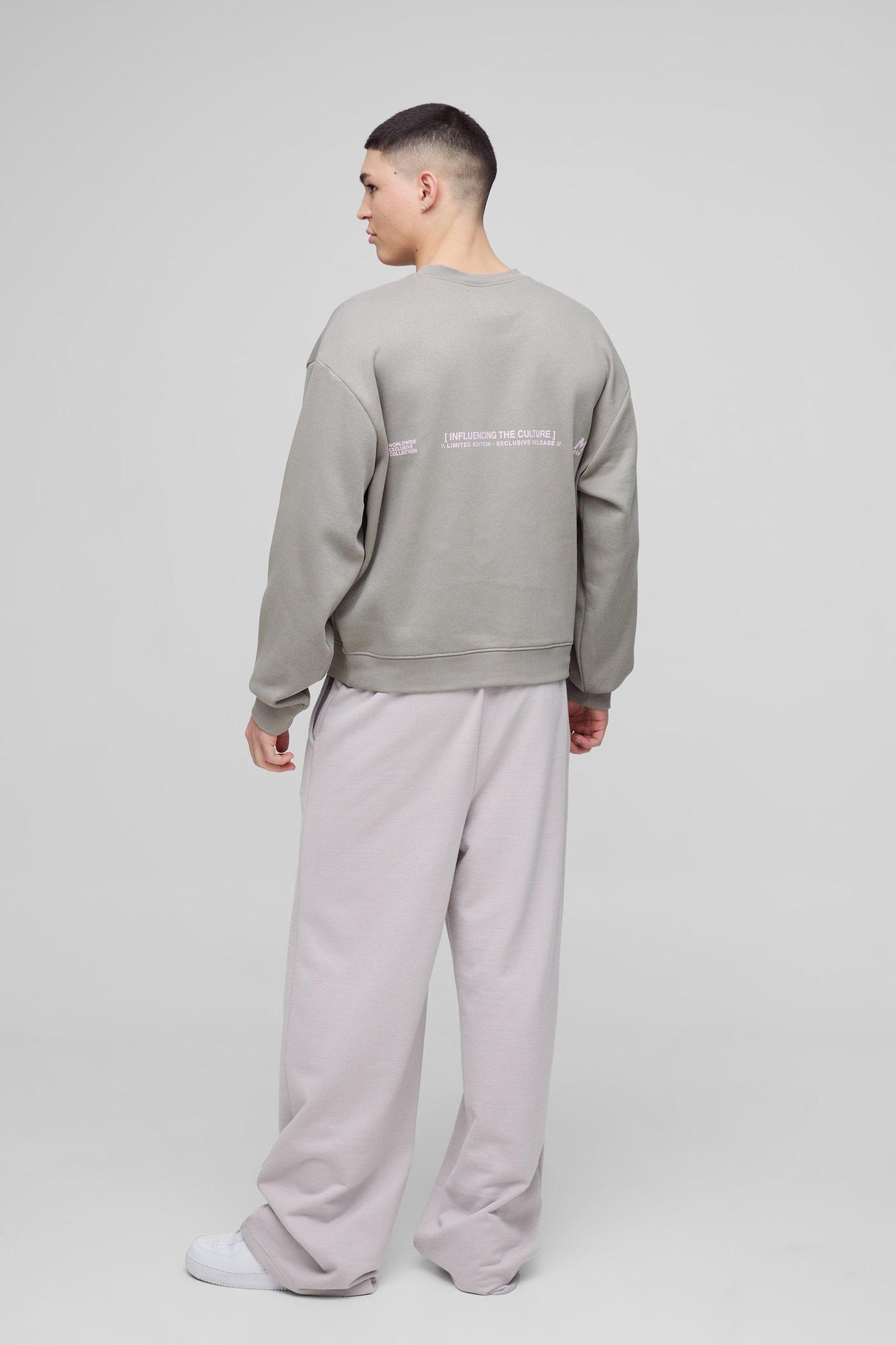 Oversized Boxy Multi Branded Print Sweatshirt | boohooMAN USA Product Image