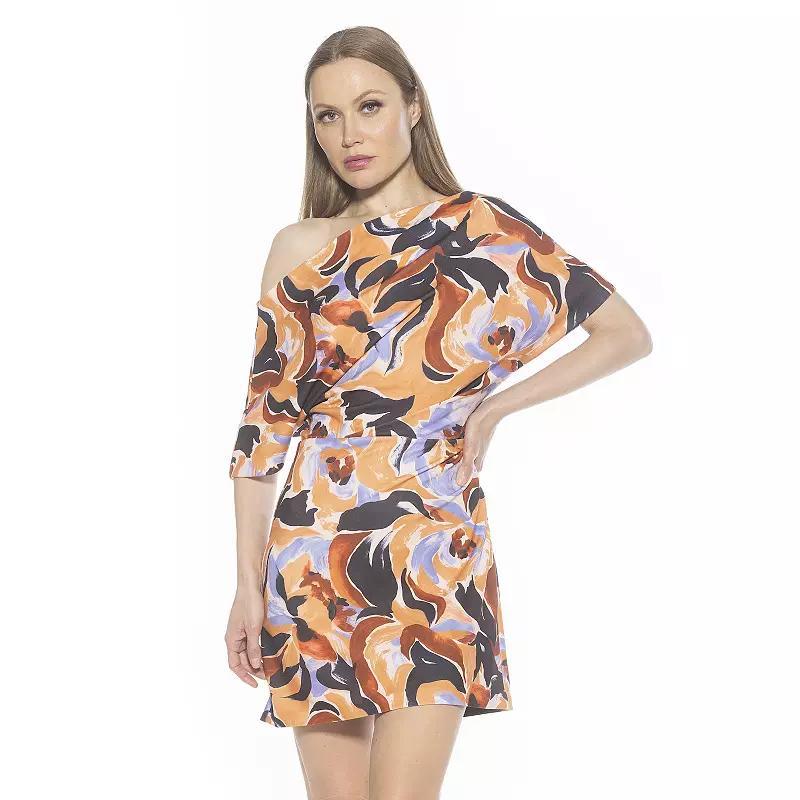 Women's ALEXIA ADMOR Draped Shoulder Mini A-Line Dress,  Product Image