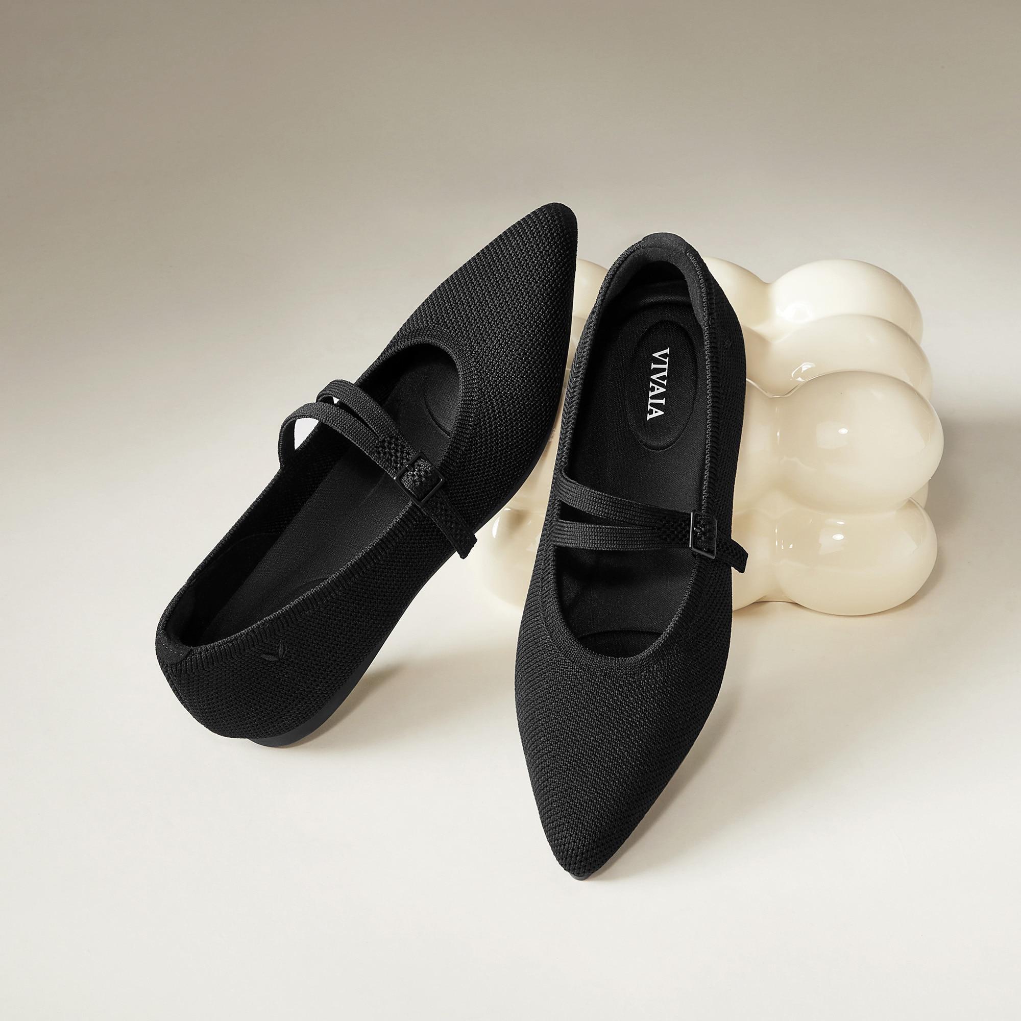 Pointed-Toe V-Strap Mary-Jane Flats (Aria Mary-Jane) Product Image