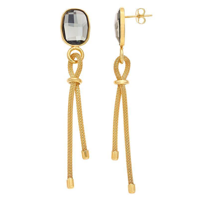 Gold Tone Cubic Zirconia Dangle Earrings, Womens Product Image