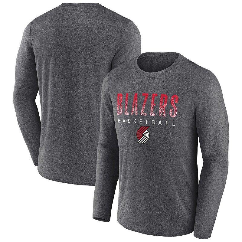 Mens Fanatics Branded Heathered Charcoal Portland Trail Blazers Where Legends Play Iconic Practice Long Sleeve T-Shirt Product Image