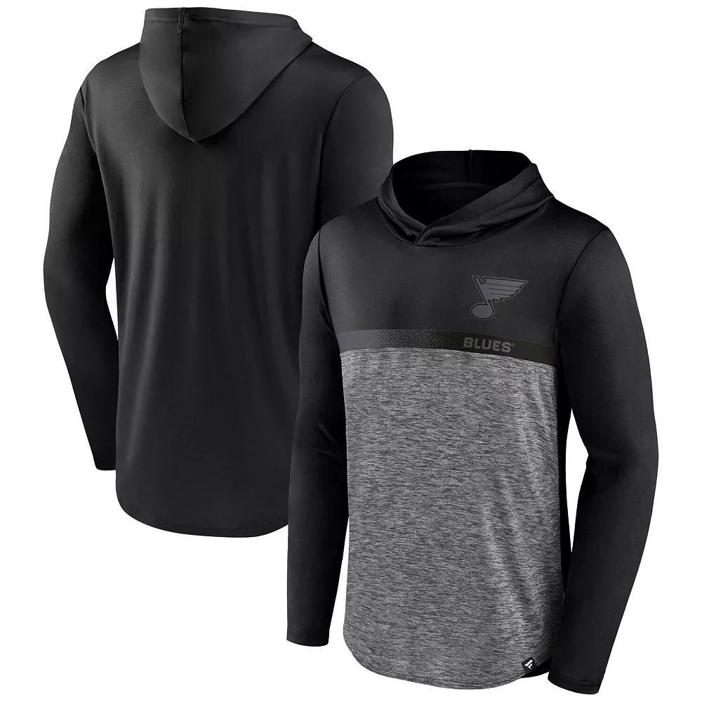 Men's Fanatics Black/Heather Charcoal Pittsburgh Penguins Iconic Defender Pullover Hoodie,  Product Image