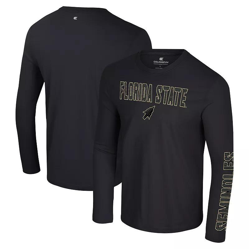 Men's Colosseum Black Florida State Seminoles Color Pop Active Blend 2-Hit Long Sleeve T-Shirt, Size: Large Product Image