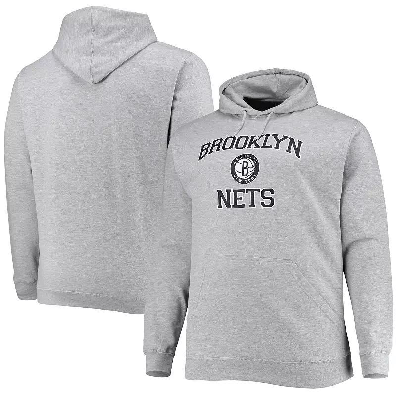 Men's Heathered Gray Brooklyn Nets Big & Tall Heart & Soul Pullover Hoodie, Size: 4XB, Grey Product Image