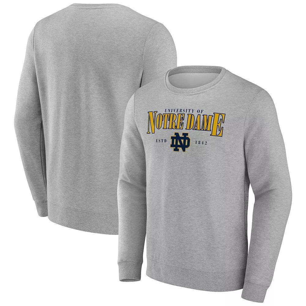 Men's Fanatics Gray Notre Dame Fighting Irish True Classics Act Fast Fleece Pullover Sweatshirt,  Product Image