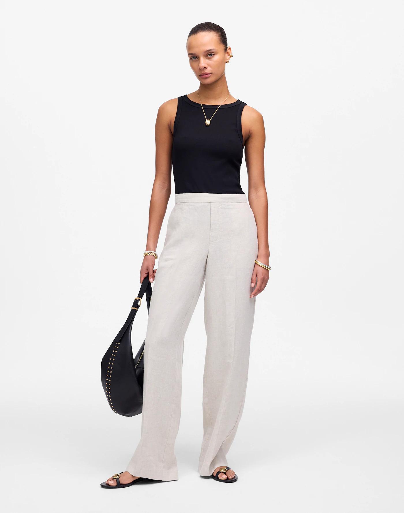 The Petite Easy Pull-On Pant in 100% Linen Product Image
