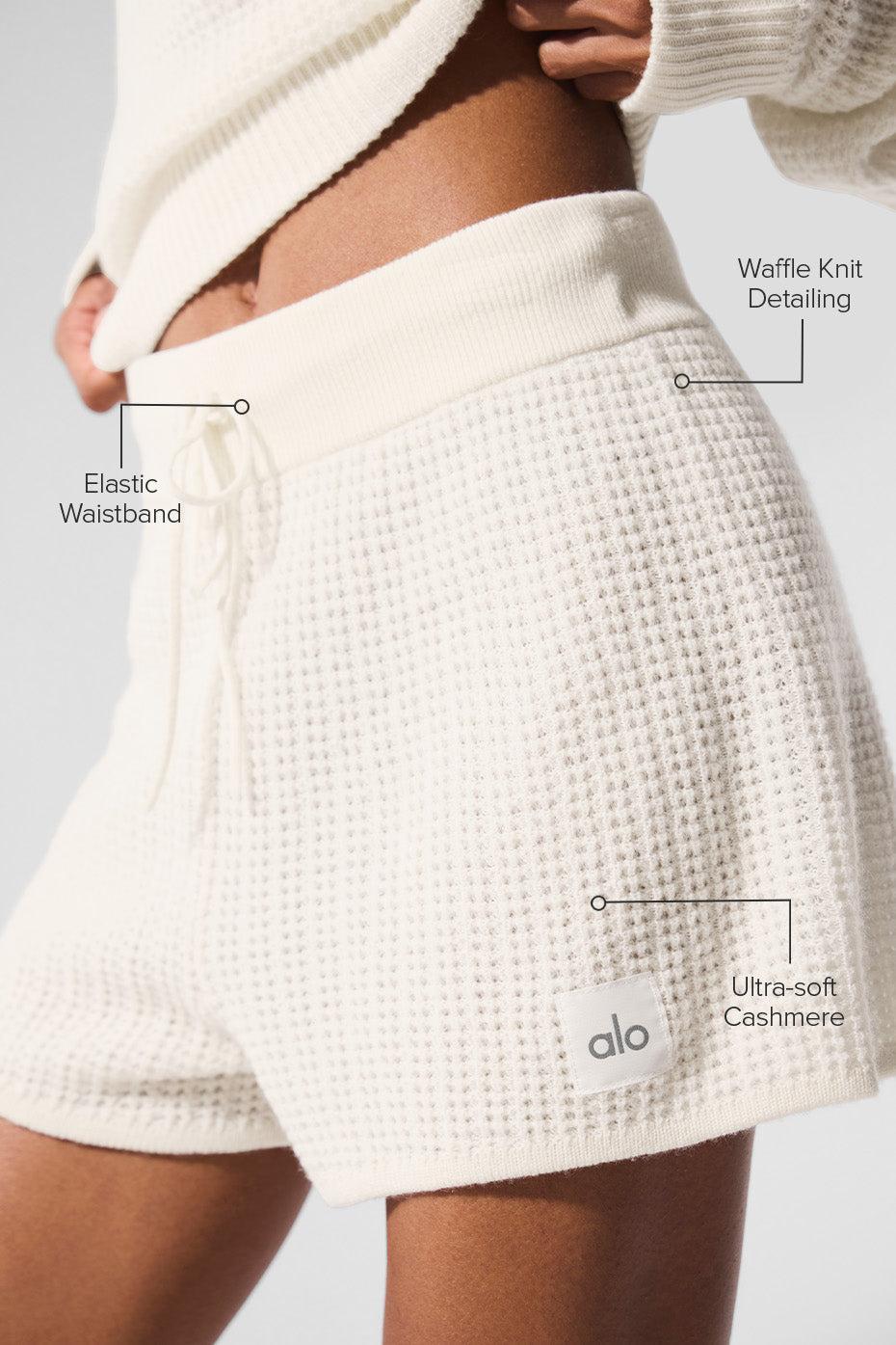 Cashmere High-Waist Plush Waffle Short - Ivory Female Product Image