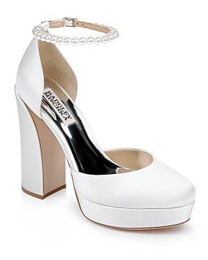 Womens Felixa Imitation Pearl-Embellished Satin Platform Pumps Product Image