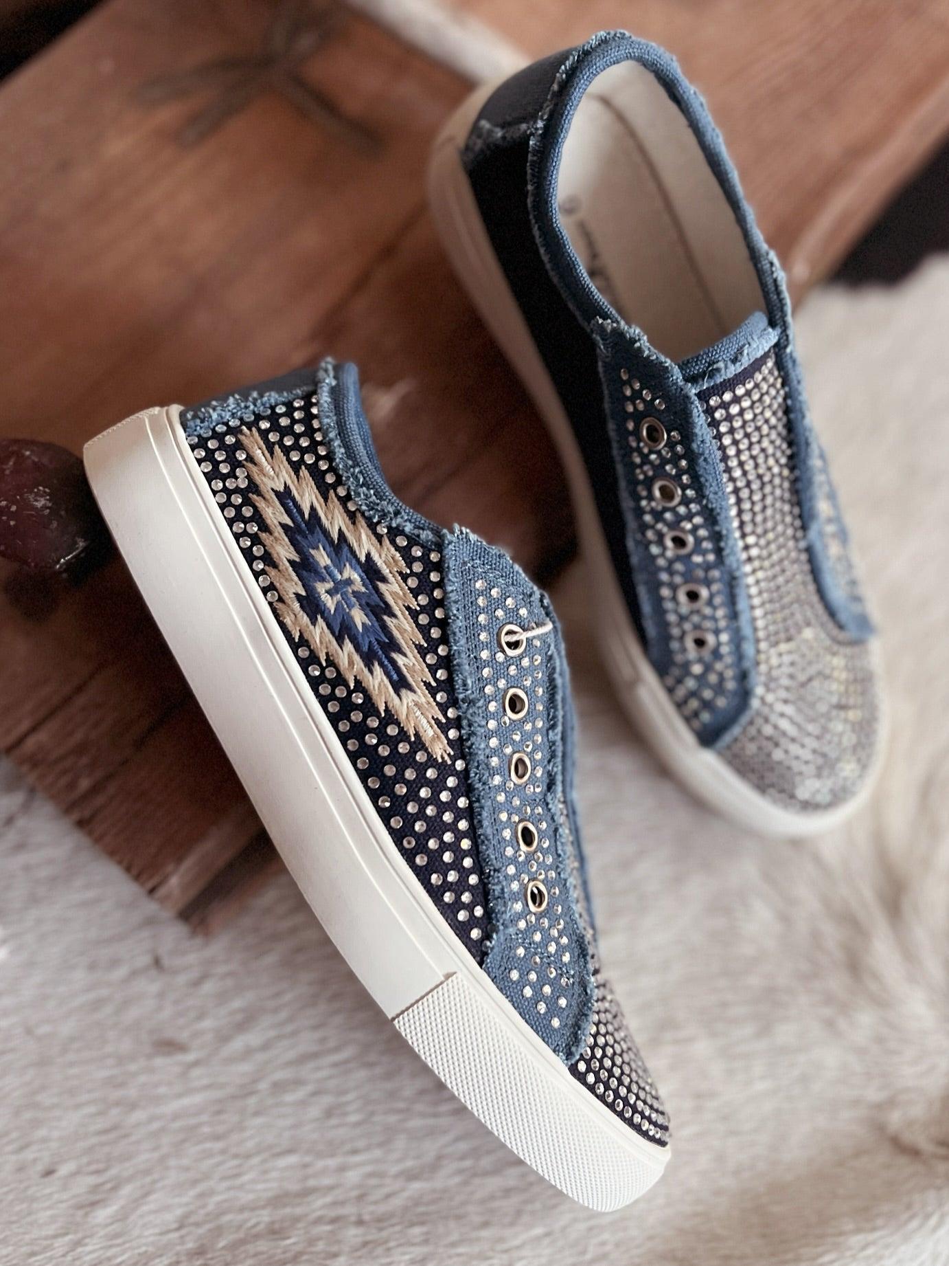 Montana West Navy Sparkle Sneakers* Product Image