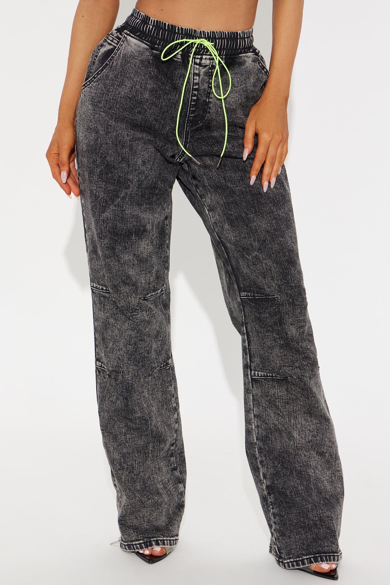 Stepping Out Zipper Straight Leg Jeans - Acid Wash Black Product Image