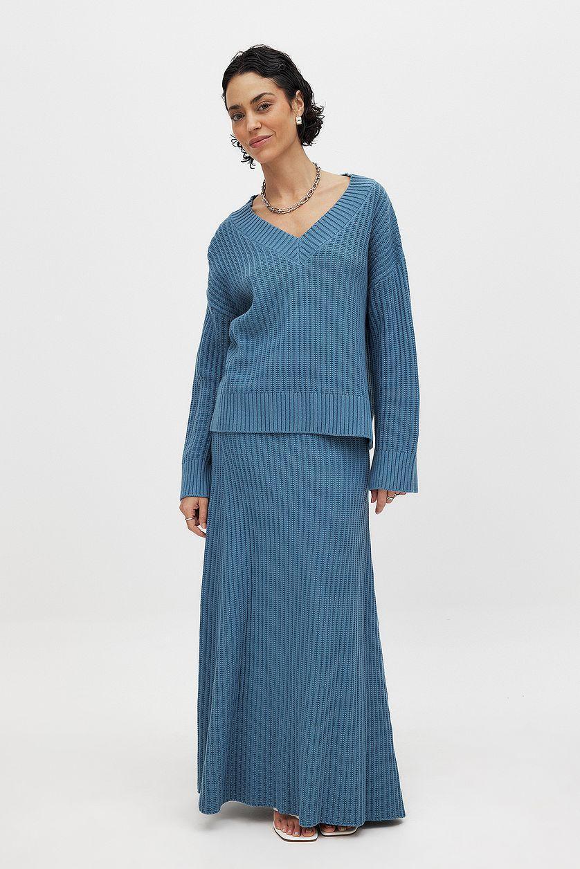 Knitted Oversized V-Neck Sweater Product Image