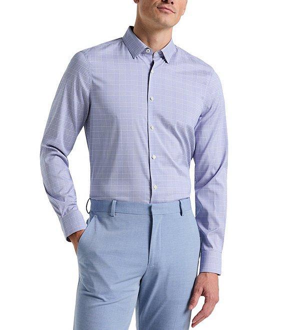 Perry Ellis Performance Stretch Plaid Long Sleeve Woven Shirt Product Image