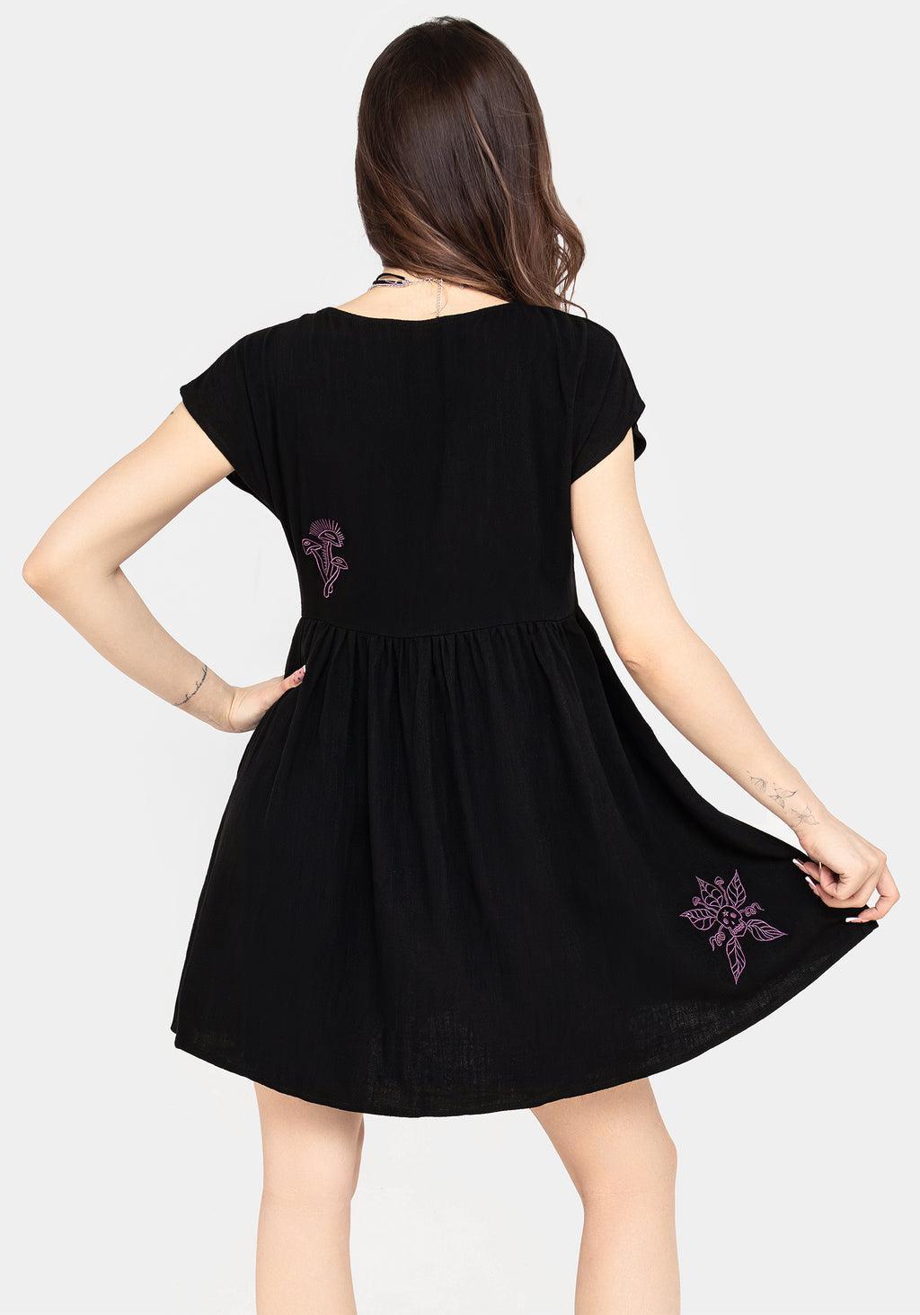 Scutellaria Embroidered Button Up Mini Dress Product Image