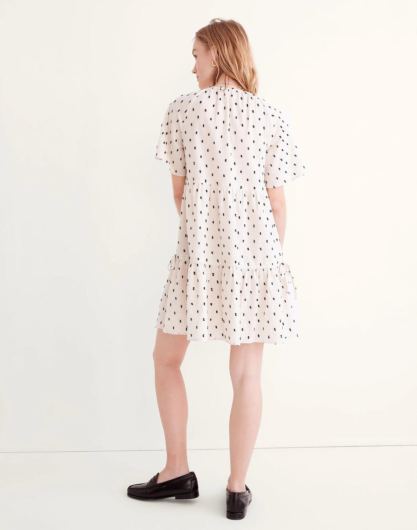 Cotton-Linen Lorelei Mini Dress in Clip Dot Product Image