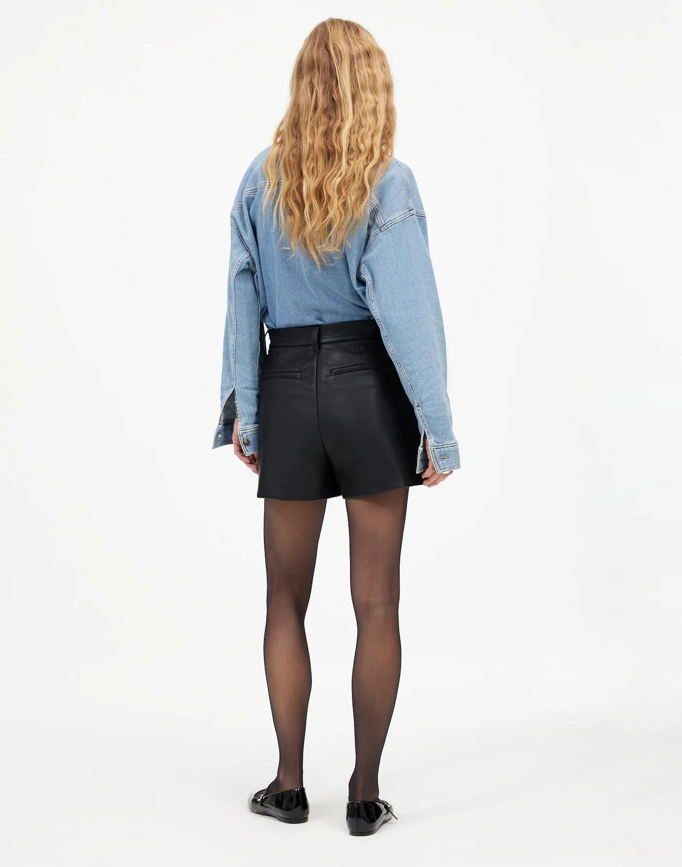 Easy Pleated Trouser Shorts in Faux Leather Product Image