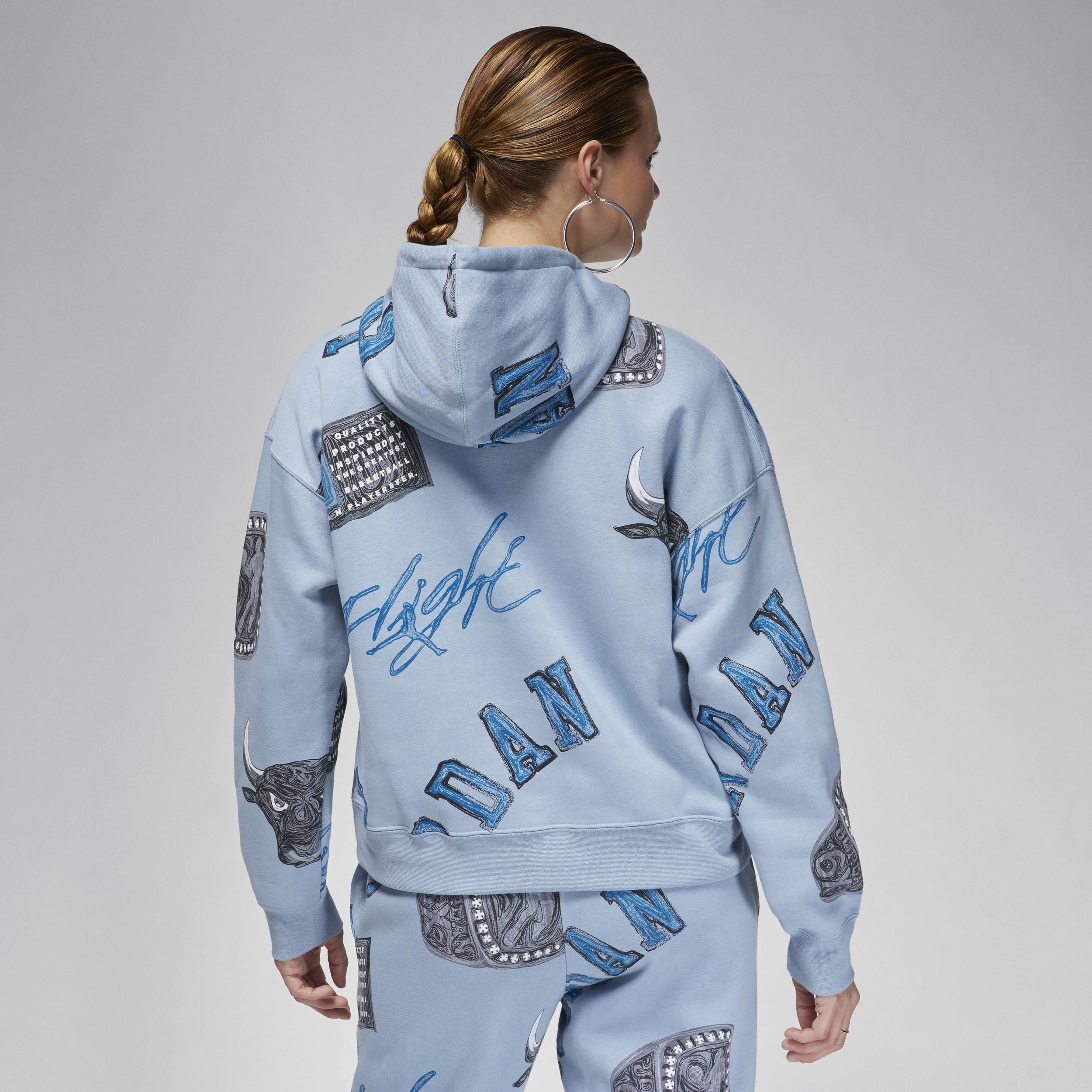 Jordan Womens Brooklyn AOP Fleece Hoodie - Blue/Sail Product Image