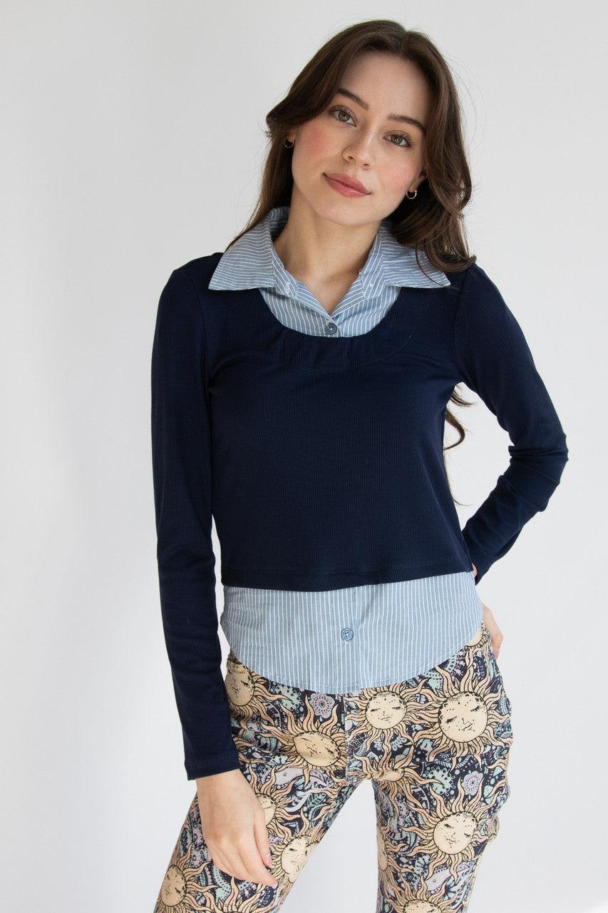 Layered Sweater Blouse Top Product Image