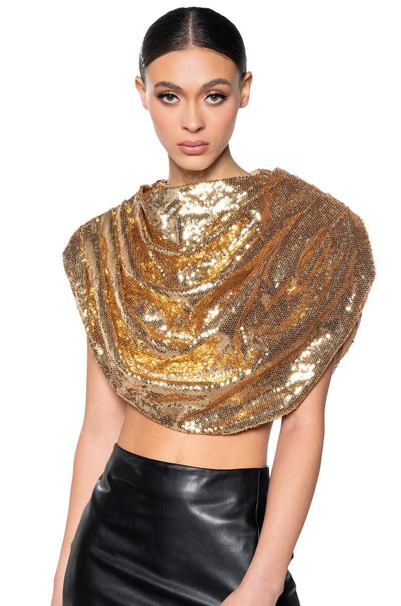 RUNWAY VIBE SEQUIN DRAMATIC TOP Product Image