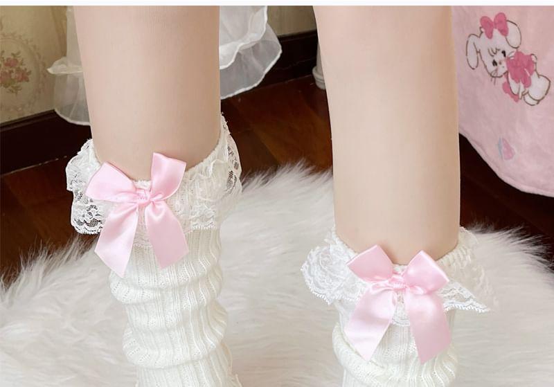 Bowknot Ruffle Lace Trim Leg Warmers Product Image